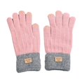 thumbnail image 1 of harmtty Contrasting Color Gloves Winter Gloves Knitted Thick Warm Color Matching Touch Screen Anti-slip Elastic Soft Plush 1 Pair Unisex Pink, 1 of 8