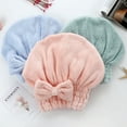 thumbnail image 1 of harmtty Coral Velvet Quick Dry Hair Hat Super Absorbent Shower Head Wrap Towel Bath Cap,Green, 1 of 8