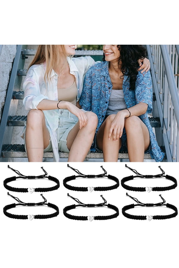 Couple Bracelet Heart Shape Braided Rope Adjustable Stretchy All-match Decorative Gifts 26 Letters Initial Charms Bracelet Jewelry for Valentines Day