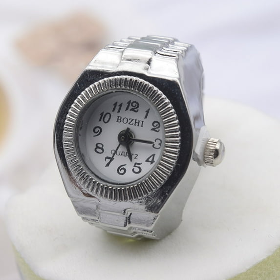harmtty Couple Watch High Elastic Adjustable Alloy Fashionable Finger Ring Watch for Men,#4