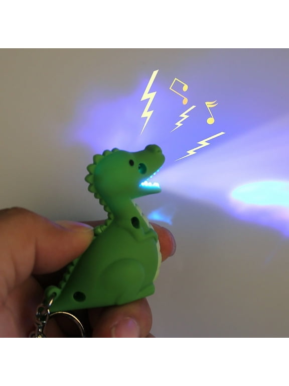 Creative LED Light Sound Cute Dinosaur Keychain Pendant Decor Key Ring Ornament,Green