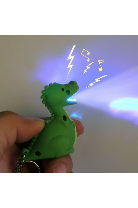 Creative LED Light Sound Cute Dinosaur Keychain Pendant Decor Key Ring Ornament,Green