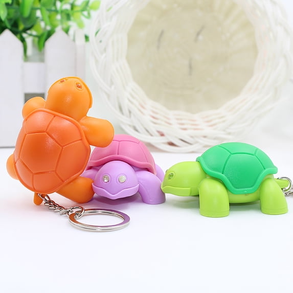 harmtty Creative Turtle Keychain LED Light Sound Key Ring Holder Bag Hanging Pendant,Green