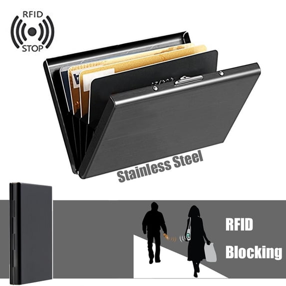 harmtty Credit Card Holder Smooth Surface Protective Lightweight RFID Blocking Credit Card Holder for Business Card,Blue