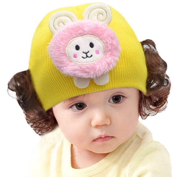 harmtty Cute Rabbit Animal Baby Girls Boys Woolen Yarn Knit Wig Hat Skull Cap Beanie,Yellow Sheep*
