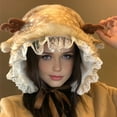 thumbnail image 1 of harmtty Deer Design Winter Hat Plush Ears Women Furry Animal Hat Cold Days Skiing Snowboarding Windproof Ear Protection Warm Hat, 1 of 8