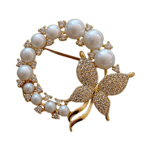harmtty Delicate Small Brooch Pin Gift Faux Pearls Rhinestones Butterflies Brooch Costume Accessories