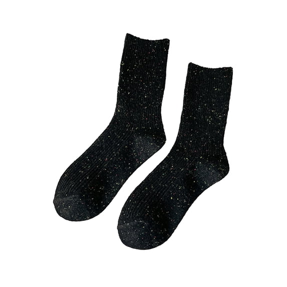 harmtty Dotted Yarn Pattern Socks Women Cotton Blend Socks Women Cotton Blend Mid-calf Socks Dotted Yarn Pattern Soft Skin-friendly Warm Color Solid Color Black