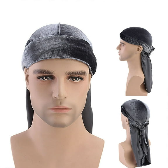 harmtty Durag Cap Solid Color Ultra Soft Keep Warm Velvet Men Women Head Wrap with Long Tail for Winter,Pink