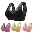 thumbnail image 1 of harmtty Elderly Women Bra Lace Wide Shoulder Straps Front Zipper Wire Free Plus Size Lady Bras Daily Wear Clothes,Light Pink,L, 1 of 8