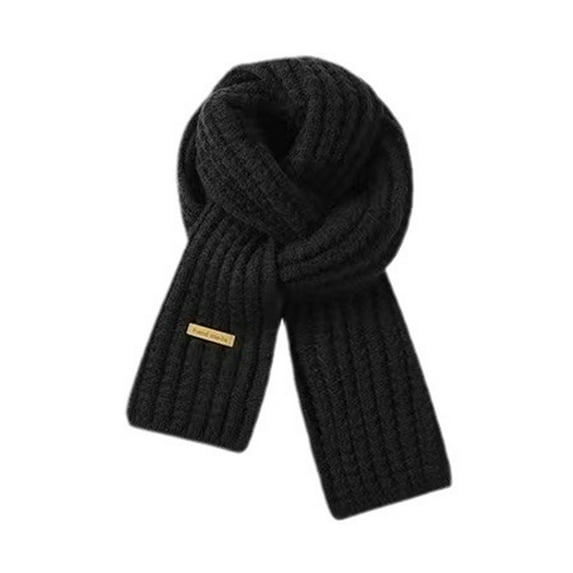 harmtty Extra Long Warm Scarf Solid Color Scarf Women's Fall Winter Scarf Knitted Windproof Elastic Thickened Solid Color Warm Soft Japanese Style Cozy Wide Black