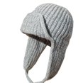 thumbnail image 1 of harmtty Fashion Knitted Hat Thickened Soft Hat Women's Knitted Hat Earflap Beanie Super Soft Solid Color Thickened Windproof Cold Weather Fashion Knitted Grey, 1 of 8