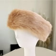 thumbnail image 1 of harmtty Fashion Ladies Winter Faux Fur Soft Fluffy Cozy Warm Unisex Thick Furry Headband Winter Outdoor Earwarmer Empty Top Elastic Anti-slip Ski Hat Beige, 1 of 8