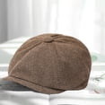 thumbnail image 1 of harmtty Fashion Men Autumn Winter Classic Herringbone Pattern Octagonal Hat Extended Brim Beret Hat Newspaper Painter Hat Fashion Accessories Wine Red, 1 of 8