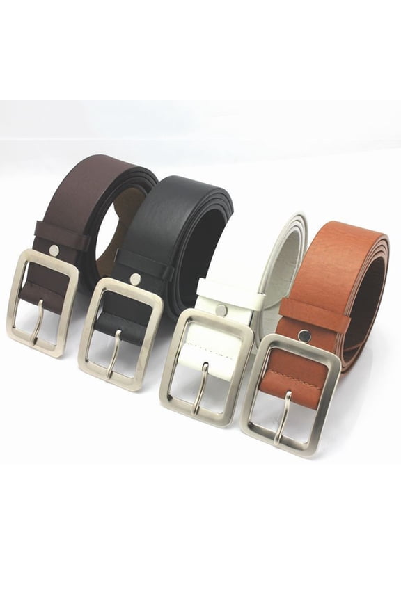Fashion Men Faux Leather Solid Color Pin Buckle Pants Waist Belt Waistband Gift