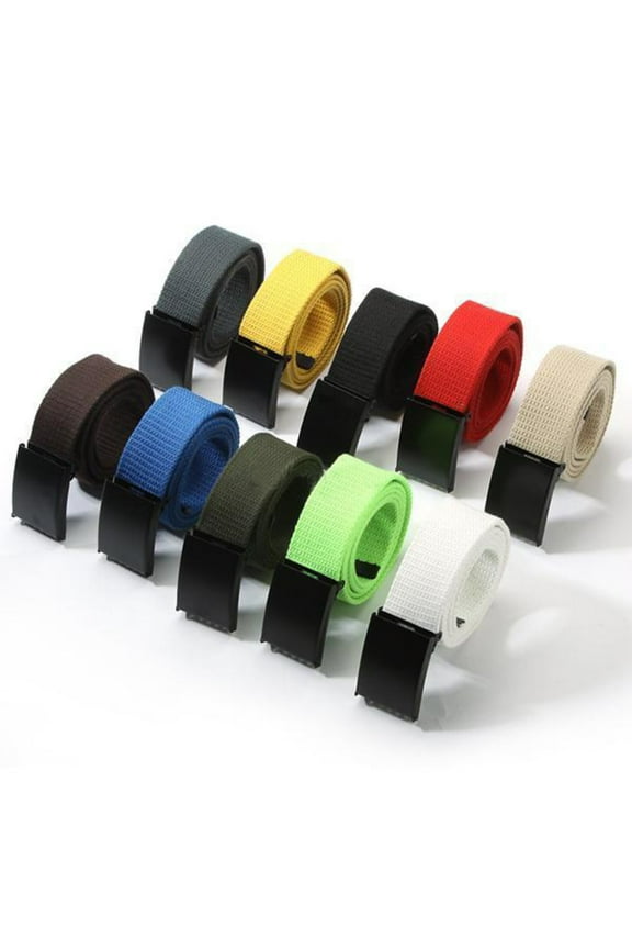 Fashion Unisex Casual Solid Color Plain Webbing Canvas Waist Belt Waistband