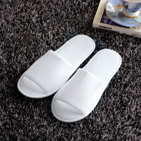 harmtty Fashion Unisex Indoor Solid Color Non-Slip Open Toe Flat Shoes Hotel Slippers foot warmers for feet White