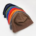 thumbnail image 1 of harmtty Fashion Unisex Winter Fall Hat High Elasticity Solid Color Elastic Anti-slip Regular Fit Soft Warm Windproof Hip Hop Polar Fleece Beanie Outdoor Cycling Cap Navy Blue, 1 of 8