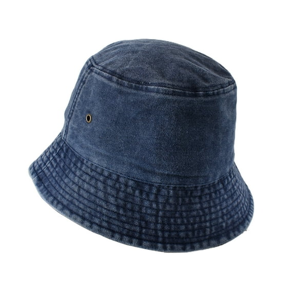 harmtty Fisherman Hat Vintage Foldable Denim Simple Style Bucket Hat for Men,Dark Blue