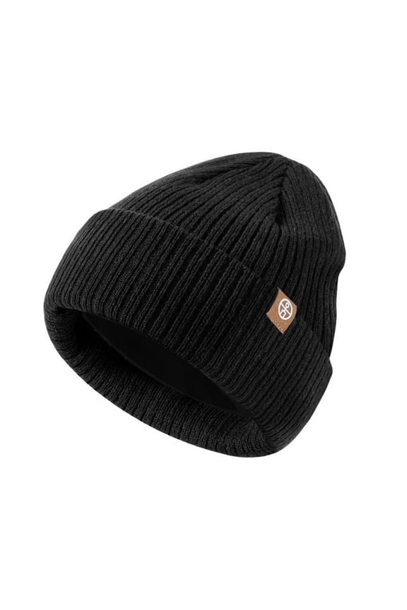 Fleece Lining Beanie Hat Children Beanie Hat Kids Knitted Winter Hat Toddler Warm Beanie Hat Fleece Lining Knitting Hat Children Outdoor Hat Black M
