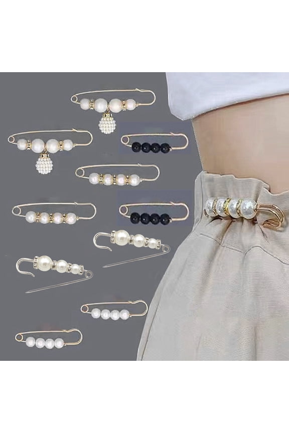 Flower Shape Anti-Exposure Women Brooch Pin Shining Rhinestone Faux Pearls Safety Pin Costume Accessories