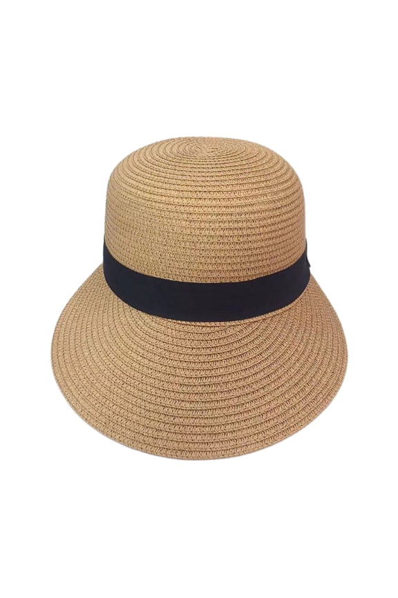 Foldable Sunscreen Breathable Straw Hat Front Wide Brim Women Beach Hat Fashion Accessory,Khaki
