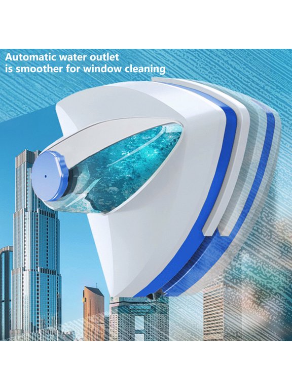 Glass Window Brush Labor-saving Effort-saving Inject Water Multi-functional Double-sided Magnetic High Level Glass Cleaner for Home,Blue