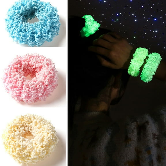 harmtty Hair Band Fuzzy High Elasticity Thickened Soft Cozy Hair Accessories Solid Color Luminous Women Hair Tie Ponytail Holder for Work,Purple