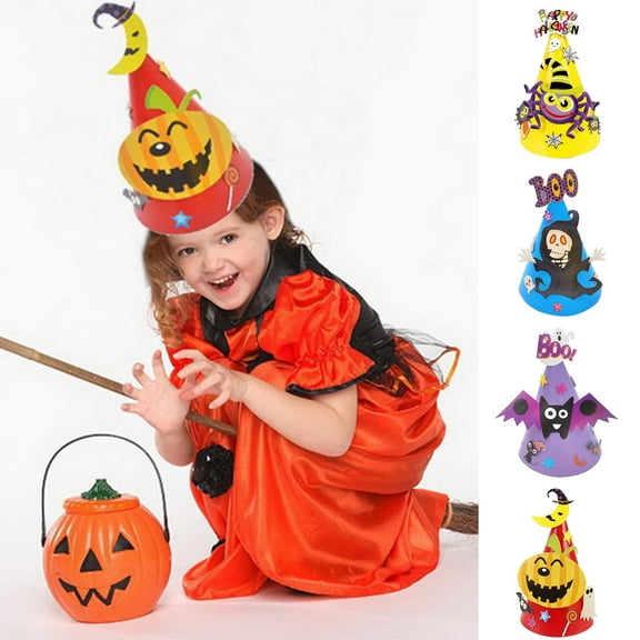 harmtty Halloween Hats Festive Lightweight Cute Reusable Rich Color Scary Pattern 3D Horror Cartoon Ghost Kid Halloween Cap Party Supplies