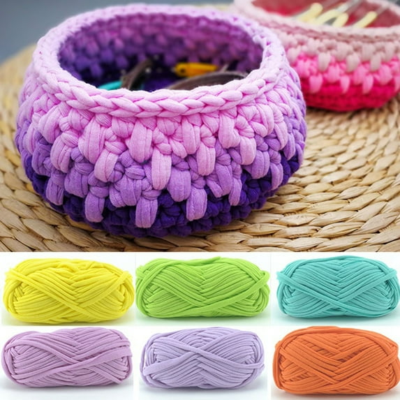 harmtty Hand-knit Woven Thread Thick Basket Blanket Braided DIY Crochet Cloth Fancy Yarn Skin Pink