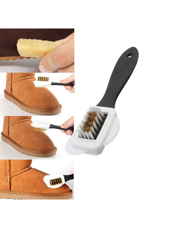 Handheld 3 Sides Washing Cleaning Brush Suede Nubuck Shoes Boot Cleaner Tool,Black