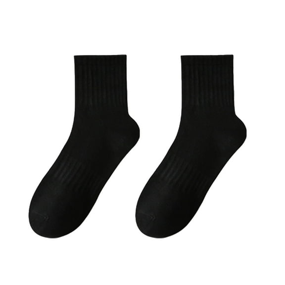 harmtty High Elasticity Mid-calf Socks Versatile Mid-calf Socks 1 Pair Mid-calf Solid Color Socks Elastic Anti-slip Thickened Warm Soft Sweat for Men Black