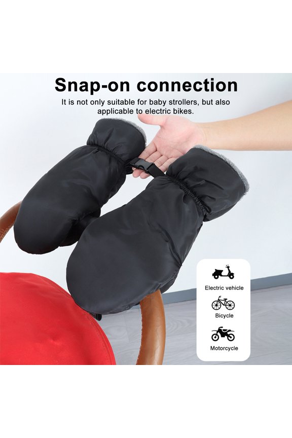 Infant Stroller Gloves Anti-Freeze Warm Muffs Plush Lined Hand Muffs Waterproof Stroller Mittens for Handlebars Cold Weather Winter Stroller Accessories