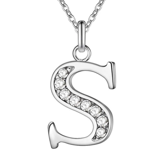 harmtty Initial Necklace 26 Letters Rhinestones Unisex Electroplated Necklace for Mothers Day,S