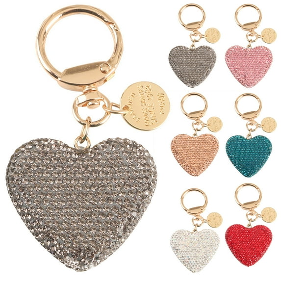 harmtty Key Chain Shiny Full Rhinestone Sparkling Multi-purpose Reusable Gift Accessories Metal Heart Shaped Car Keychain Handbag Pendant Keyring for Wallet,Blue
