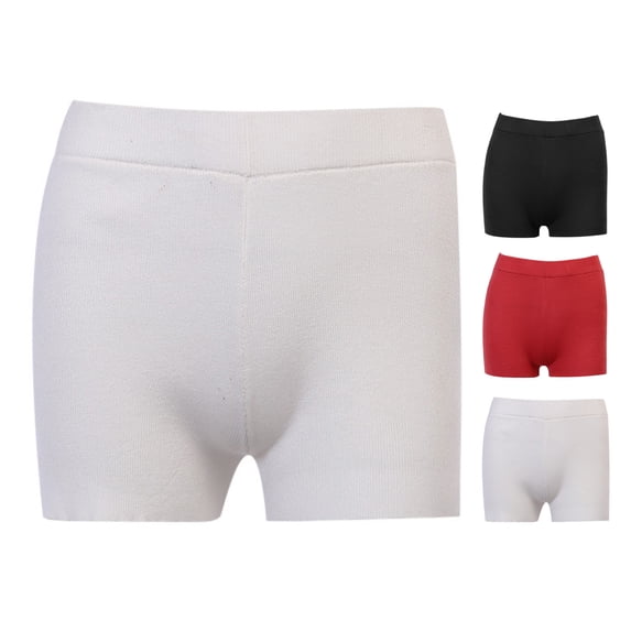 harmtty Knit Shorts Solid Color Slim Summer Sexy Moisture Absorption Sports Shorts for Fitness ,Black,S