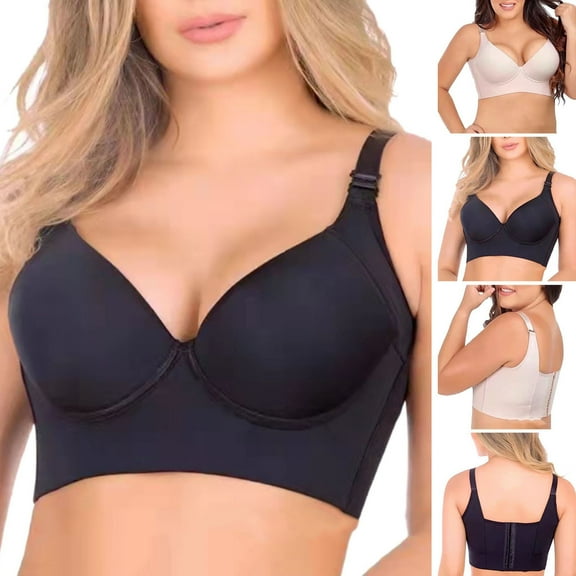 harmtty Lady Bra Padded Correct Your Posture Uplift Bra Widened Strap Adjustable Straps Full Back Coverage Push Up Women Bras