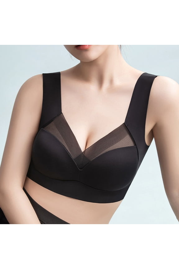 Lady Bra Push Up Seamless Thin Wire Free No Constraint Women Brassieres Daily Wear Clothes,Black,3XL