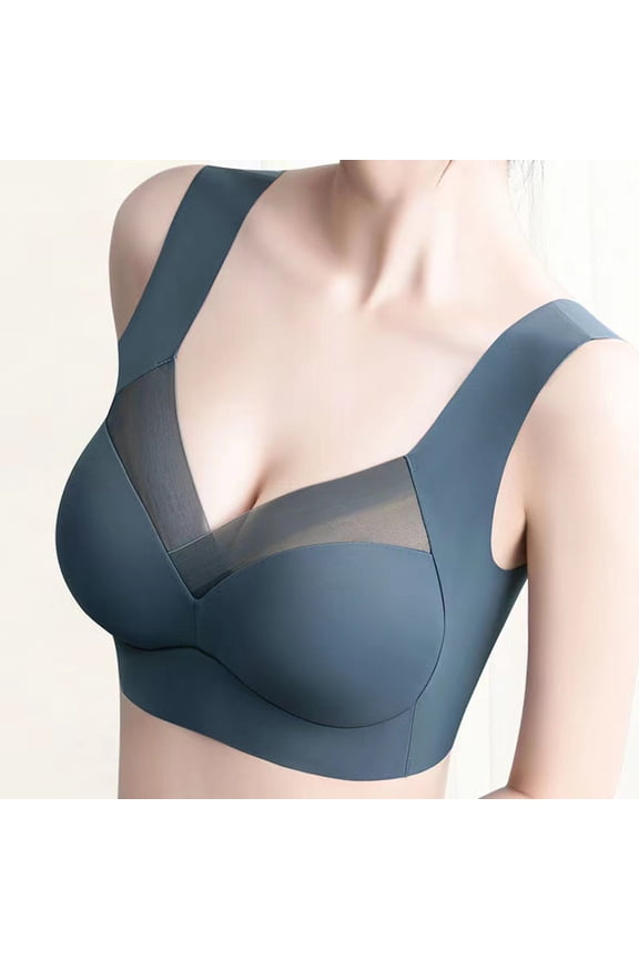 Lady Bra Push Up Seamless Thin Wire Free No Constraint Women Brassieres Daily Wear Clothes,Royal Blue,XL