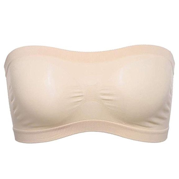 harmtty Lady Breathable Seamless Strapless Non-Slip Wrapped Chest Tube Top Bra Underwear,Nude,