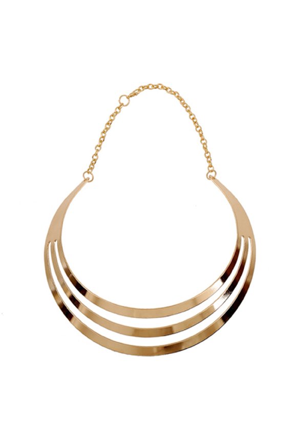 Layered Necklace Design Waterproof Alloy Exaggerated Layered Necklace for Wedding,Golden
