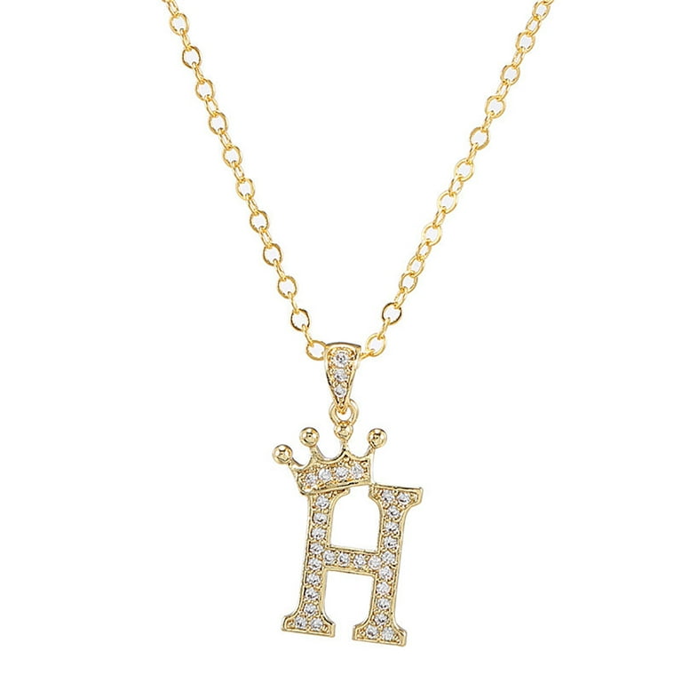 45cm, H) Initial Letter Gothic Necklaces For Women Stainless Steel A-Z  Chain English Alphabet Rectangle Necklace Valentine Jewelry Gift on OnBuy