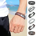 thumbnail image 1 of harmtty Men Bracelet Alloy Portable Braided Multi Layers Hollow Out Men Bangles Gift, 1 of 8