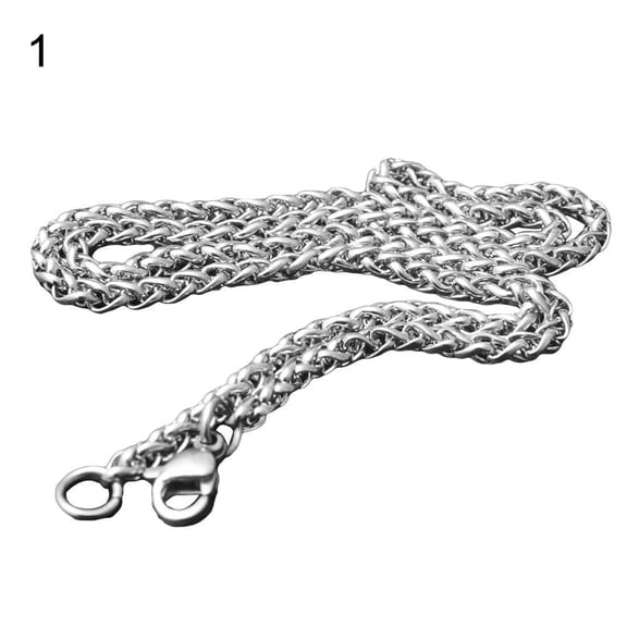 harmtty Men Braided Wheat Shape Stainless Steel Chain Necklace DIY Jewelry Accessory,Steel Color 3mm