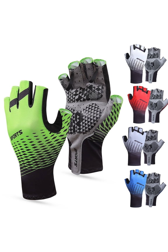 Men Gloves Thick Anti-slip Half Finger Shock-absorbing Gloves Mittens for Gym,Blue