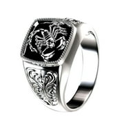 harmtty Men Scorpion Engraved Alloy Wide Finger Ring Birthday Club Party Jewelry Gift,Silver