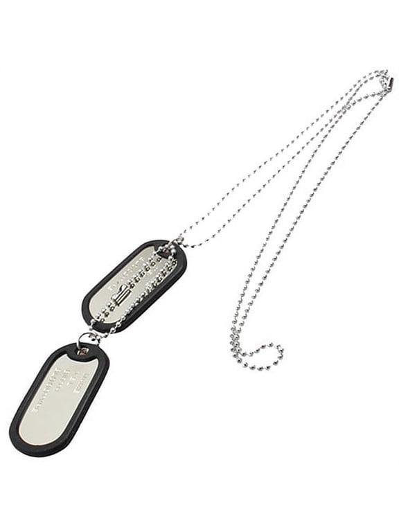 Men Women Cool Dog Tag Pendants Beaded Necklace Sweater Chain