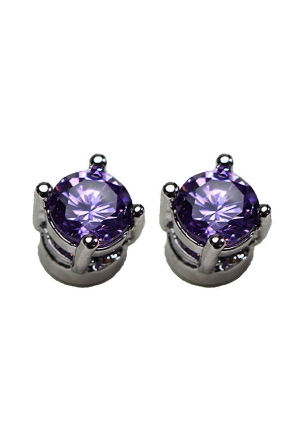 Men Women Rhinestone Inlaid Magnetic Ear Stud Earrings Non Piercing Jewelry Gift,Purple