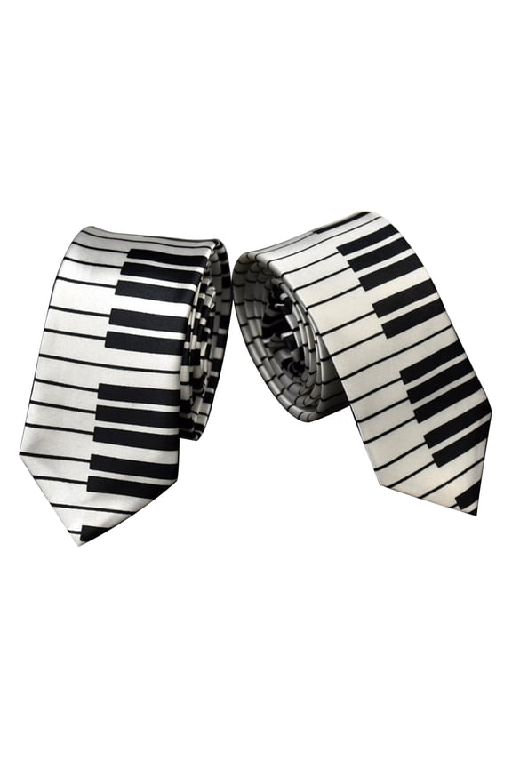 Men's Black and White Piano Keys Necktie Slim Narrow Wedding Party Tie Gift