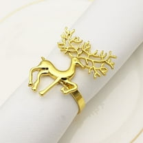 harmtty Napkin Ring Christmas Deer Pattern Sturdy Alloy Wedding Center Napkin Circle for Bar